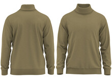 Sweater Pullover Knitted High Neck  Long Sleeve For Man ( 3d Rendered) Color Olive