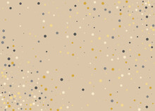 An Elegant, Light Pattern With Polka Dot In Golden, Grey And Yellow Colour On Beige Background. Fasion, Trendy Backdrop. Festive, Festival Pattern For Party Invites, Wedding. Vector Illustration