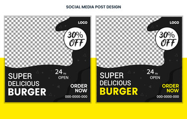 Wall Mural - Food Social media post design template, Restaurant Social Media Post Design, Burger Post Design, Menu post design