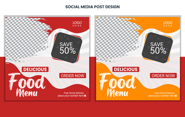 Wall Mural - Food Social media post design template, Restaurant Social Media Post Design, Burger Post Design, Menu post design