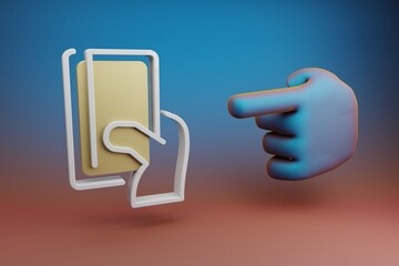 Poster - Beautiful illustrations abstract Hand index finger points to Creadit Card Payment symbol icon on a multicolor bright background. 3d rendering illustration. Background pattern for design.