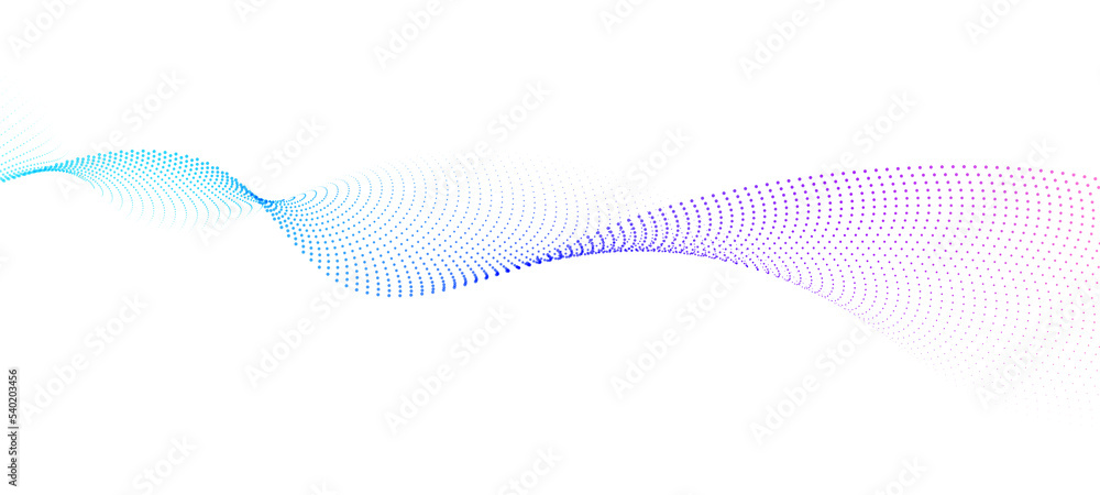 Abstract dot particles wavy flowing curve pattern by colorful gradient ...