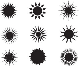 Wall Mural - Collection of sun flower isolated vector Silhouettes