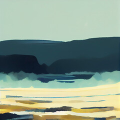 Wall Mural - An abstract seascape in a digital acrylic style