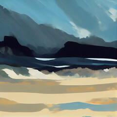 Wall Mural - An abstract seascape in a digital acrylic style