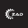 ZAD letter technology logo design on black background. ZAD creative initials letter IT logo concept. ZAD setting shape design.
