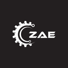 ZAE letter technology logo design on black background. ZAE creative initials letter IT logo concept. ZAE setting shape design.
