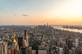 Fototapeta Nowy Jork - Golden sunset over New York skyscrapers on Manhattan island