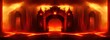 canvas print picture - Gate to hell, the passage to the realm of the dead. The gate to the domain of the devil Lucifer. Everything is on fire, hellfire. 3d illustration