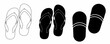 slippers and flip flops icon set isolated on white background