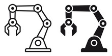 Ofvs194 OutlineFilledVectorSign Ofvs - Industrial Robot Vector Icon . Robotic Arm Sign . Universal Gripper . Isolated Transparent . Black Outline And Filled Version . AI 10 / EPS 10 . G11533