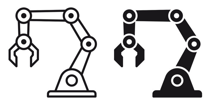 ofvs194 OutlineFilledVectorSign ofvs - industrial robot vector icon . robotic arm sign . universal gripper . isolated transparent . black outline and filled version . AI 10 / EPS 10 . g11533