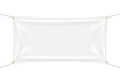 White textile banner with folds, PNG isolated on transparent background