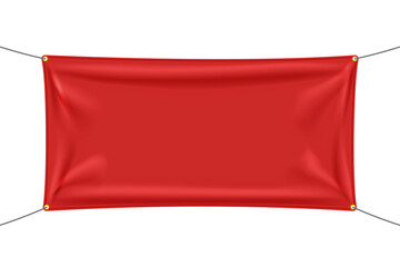 Wall Mural - red textile banner with folds, png isolated on transparent background