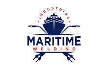 Shipyard Welding Logo Design Industrial Ship Manufacture Ship Building Dockyard Emblem Metal Work