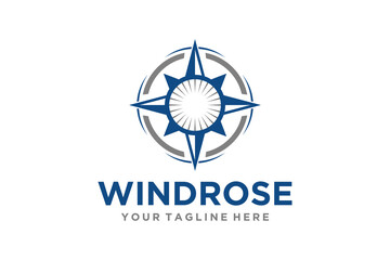 Wall Mural - Windrose Compass logo design modern direction icon simple minimalist north sign