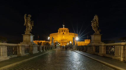 Wall Mural - Castel Sant Angelo in Rome at night on october 2022