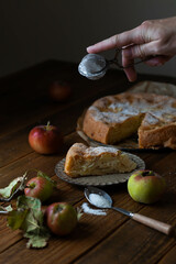 apple pie on a wooden rustic background