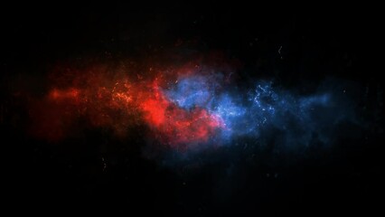 Wall Mural -  Two Fire Flow Red and Blue Ember Sparkles Particles Loop Background