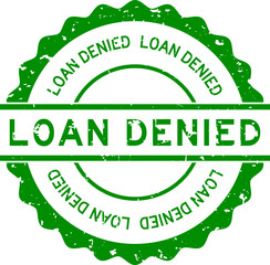 Poster - Grunge green loan denied word round rubber seal stamp on white background