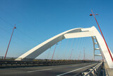 Fototapeta Most - The Pentele Bridge or M8 Danube Bridge spanning river Danube between Dunavecse and Dunaujvaros in Hungary