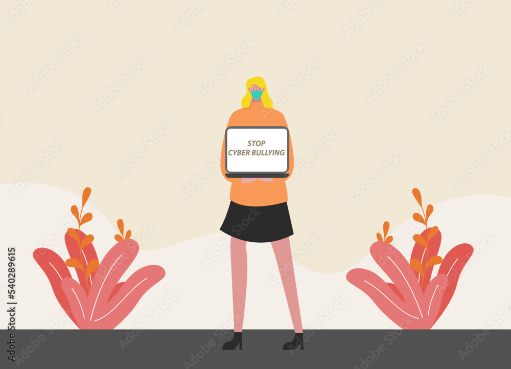 Cyber bullying in social networks and online abuse concept. Vector flat ...