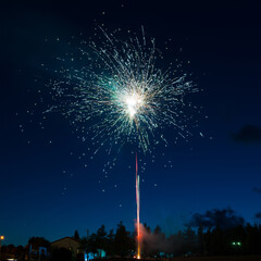 Wall Mural - Blue colorful fireworks