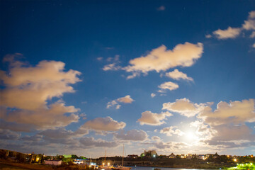 Wall Mural - night scene and sunset