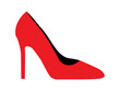 © stefanbalaz - Red high heel shoe isolated on white background vector illustration. Womens red high heel shoes. Sale banner template. Female sexy shoes, patent leather shoes.