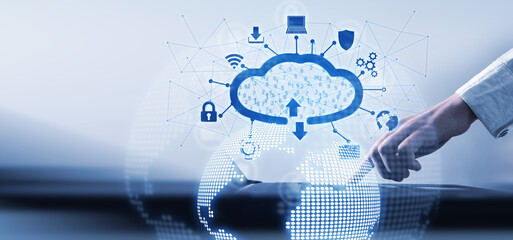 Wall Mural - cloud computing technology and online data storage.