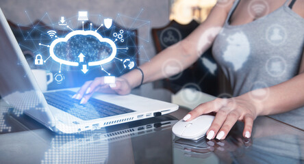 Wall Mural - cloud computing technology and online data storage.