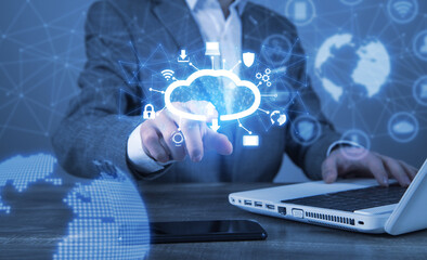 Wall Mural - cloud computing technology and online data storage.