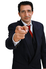 Wall Mural - gesture series: businessman points with index finger.