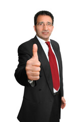 Wall Mural - gesture series: successful businessman with thumbs up.