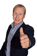 Wall Mural - gesture series: successful businessman with thumbs up.