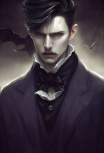 Portrait Of A Scary Elegant Vampire