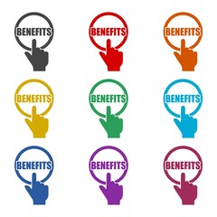 Poster - Benefits icon isolated on white background. Set icons colorful