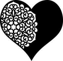 Aufkleber - Beautiful Heart with Mandala. Romantic Heart Mandala Template. Valentine vector illustration. Love, romance concept. Love Tattoo art