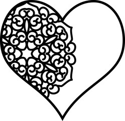 Leinwandbilder - Beautiful Heart with Mandala. Romantic Heart Mandala Template. Valentine vector illustration. Love, romance concept. Love Tattoo art