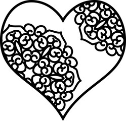 Leinwandbilder - Beautiful Heart with Mandala. Romantic Heart Mandala Template. Valentine vector illustration. Love, romance concept. Love Tattoo art