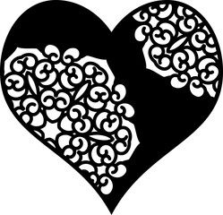 Aufkleber - Beautiful Heart with Mandala. Romantic Heart Mandala Template. Valentine vector illustration. Love, romance concept. Love Tattoo art