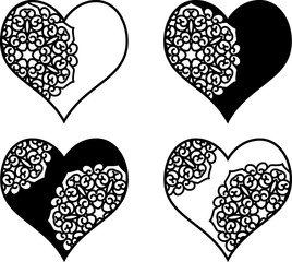 Leinwandbilder - Beautiful Heart with Mandala. Romantic Heart Mandala Template. Valentine vector illustration. Love, romance concept. Love Tattoo art