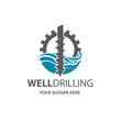 emblem of water well drilling isolated on white background
