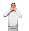 © agongallud - Young man covering his mouth with his hands