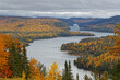 Large point of view on Wapizakonge lake and forests at fall clors, Parc National de la Mauricie