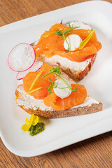 Canvas Print - tapas with salmon and cream cheese