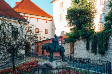 Wall Mural - Statue of St. George and the Dragon near Stone Gate. Zagreb, Croatia