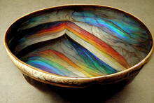 Wooden Bowl With Inlaid Iridescent Nacre