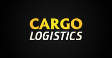Vector Alphabet Cargo Logo. Fast Delivery Black Banner. Word Symbol Shipping Logotype. Import And Export Sign. Delivery Service Wallpaper. Business Speed Freight Background. Logistic Slogan Stamp