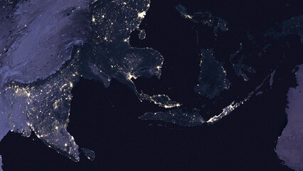 Poster - Earth globe by night focused on Southeast Asia